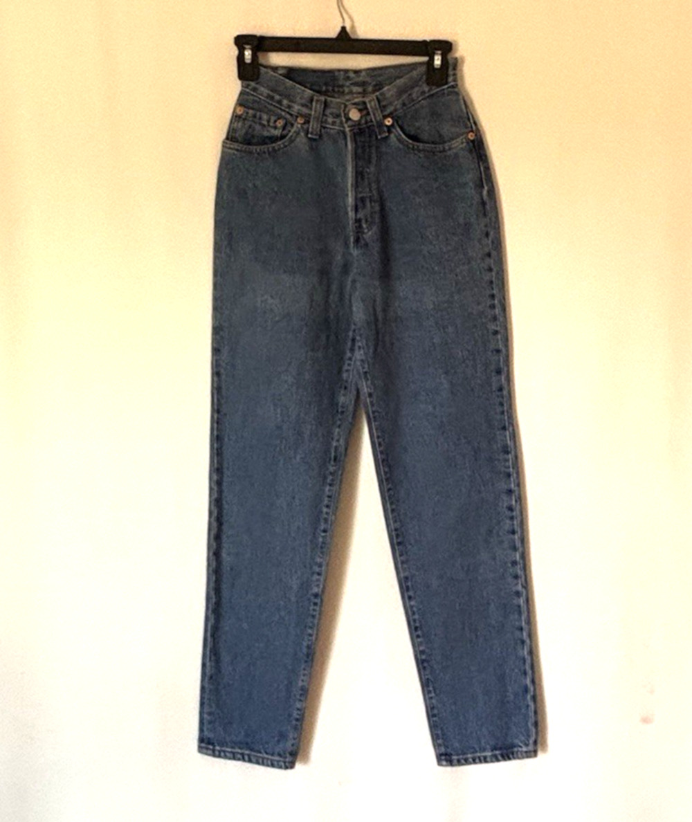 Vintage Levis Jeans 501 W 24x27 Blue USA Cotton Blue High Waist Button Fly